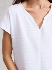 White Stuff White Nelly Notch Texture T-Shirt - Image 4 of 6