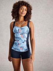 White Stuff Blue Splash Control Tankini Top - Image 1 of 6