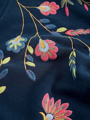 White Stuff Blue Floral Embroidered Sweat Top - Image 6 of 6