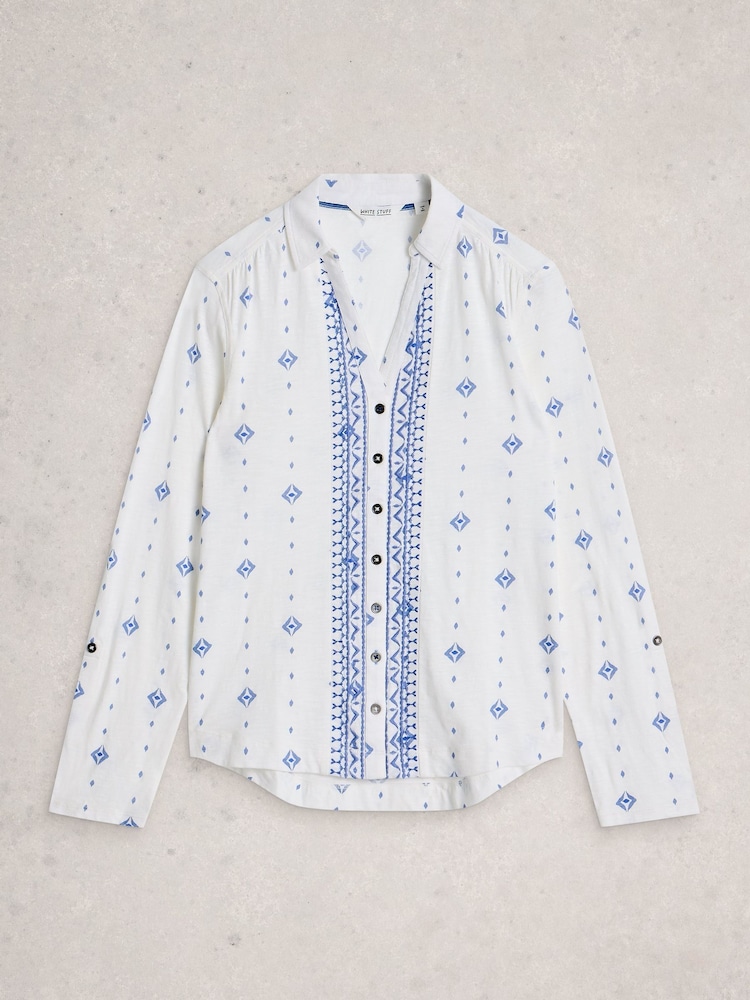 White Stuff Pearl White Annie Jersey Shirt - Image 1 of 2 White Stuff Pearl White Annie Jersey Shirt - Image 1 of 2