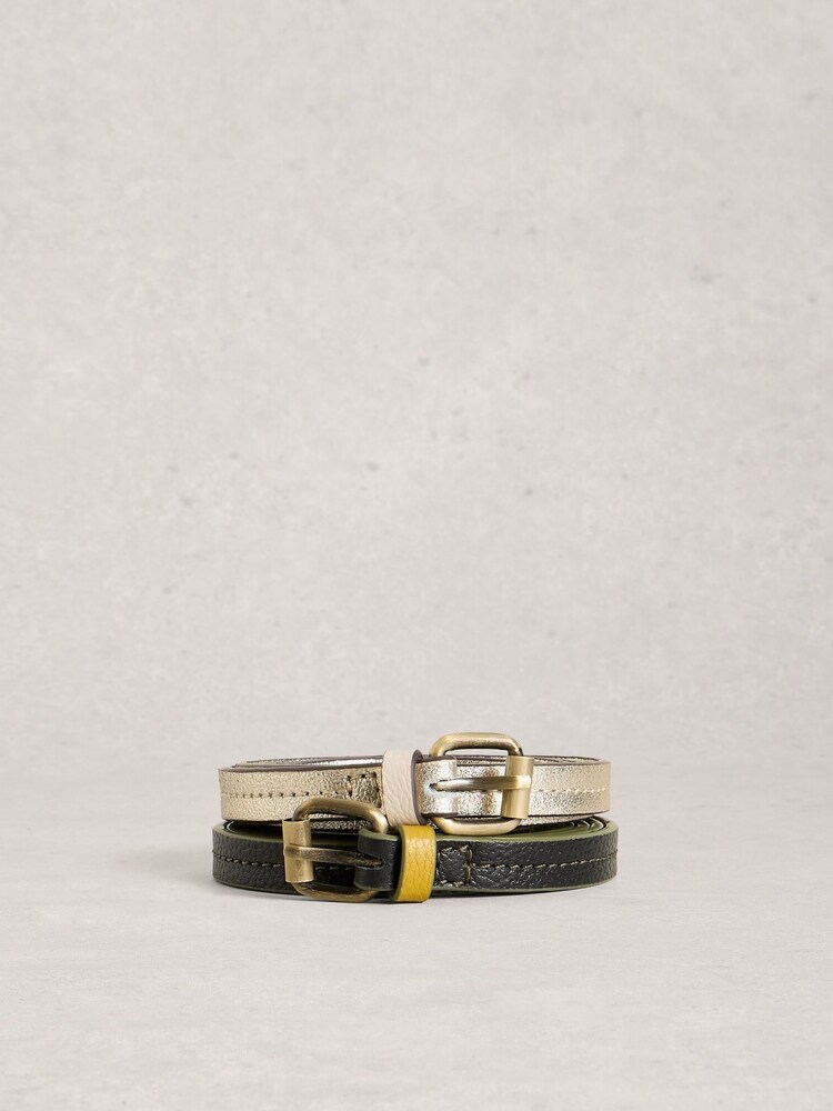 White Stuff Black/Gold Belts 2 Pack - Image 1 of 4