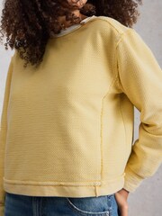 White Stuff Yellow Herringbone Sweat Top - Image 3 of 6