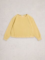 White Stuff Yellow Herringbone Sweat Top - Image 5 of 6