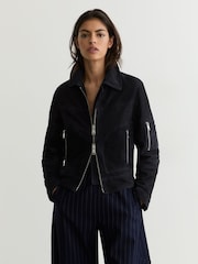 Reiss Tate Suede jakna sa patentnim zatvaračem - Slika 5 od 7