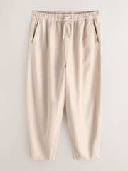 Ecru White Barrel Fit Elasticated Joggers With Linen - Image 7 of 10