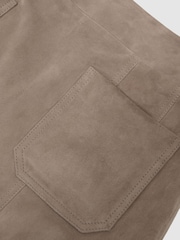 Reiss Neutral Vida Suede Patch-Pocket Mini Skirt - Image 6 of 6