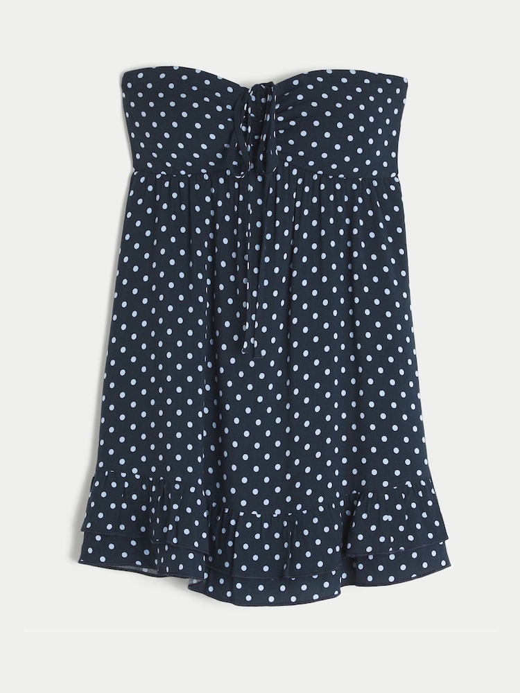 Hollister Blue Strapless Ruffle Babydoll Floral Mini Dress - Image 4 of 4 Hollister Blue Strapless Ruffle Babydoll Floral Mini Dress - Image 4 of 4