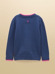 Joules Girls' Geegee Navy Horse Intarsia Jumper - Image 2 of 5