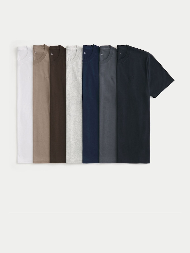 Hollister White Icon Crew T-Shirt 7-Pack - Image 1 of 1