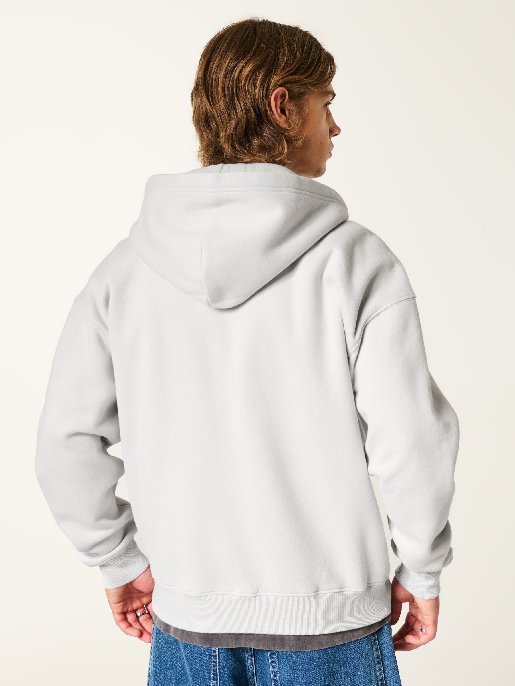 Buy Hollister Grey Feel Good Boxy Zip-Up Angel Graphic Hoodie from