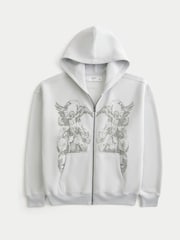 Hollister Feel Good ボクシー ジップアップ エンジェルグラフィック パーカー - 画像 3 / 3