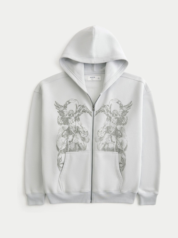 Hollister Feel Good ボクシー ジップアップ エンジェルグラフィック パーカー - 画像 3 / 3