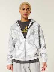 Hollister White Camo All Over Print Zip-Through Hoodie - Image 1 of 3