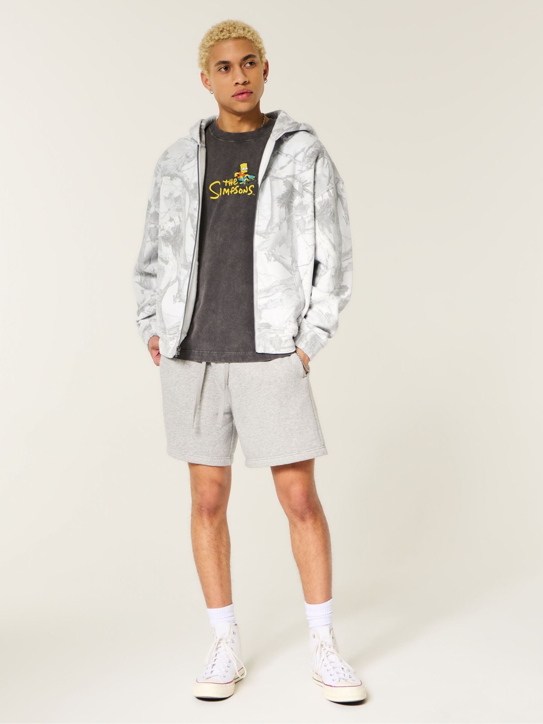 Buy Hollister White Camo All Over Print Zip-Through Hoodie from