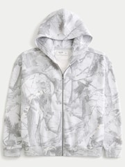 Hollister White Camo All Over Print Zip-Through Hoodie - Image 3 of 3
