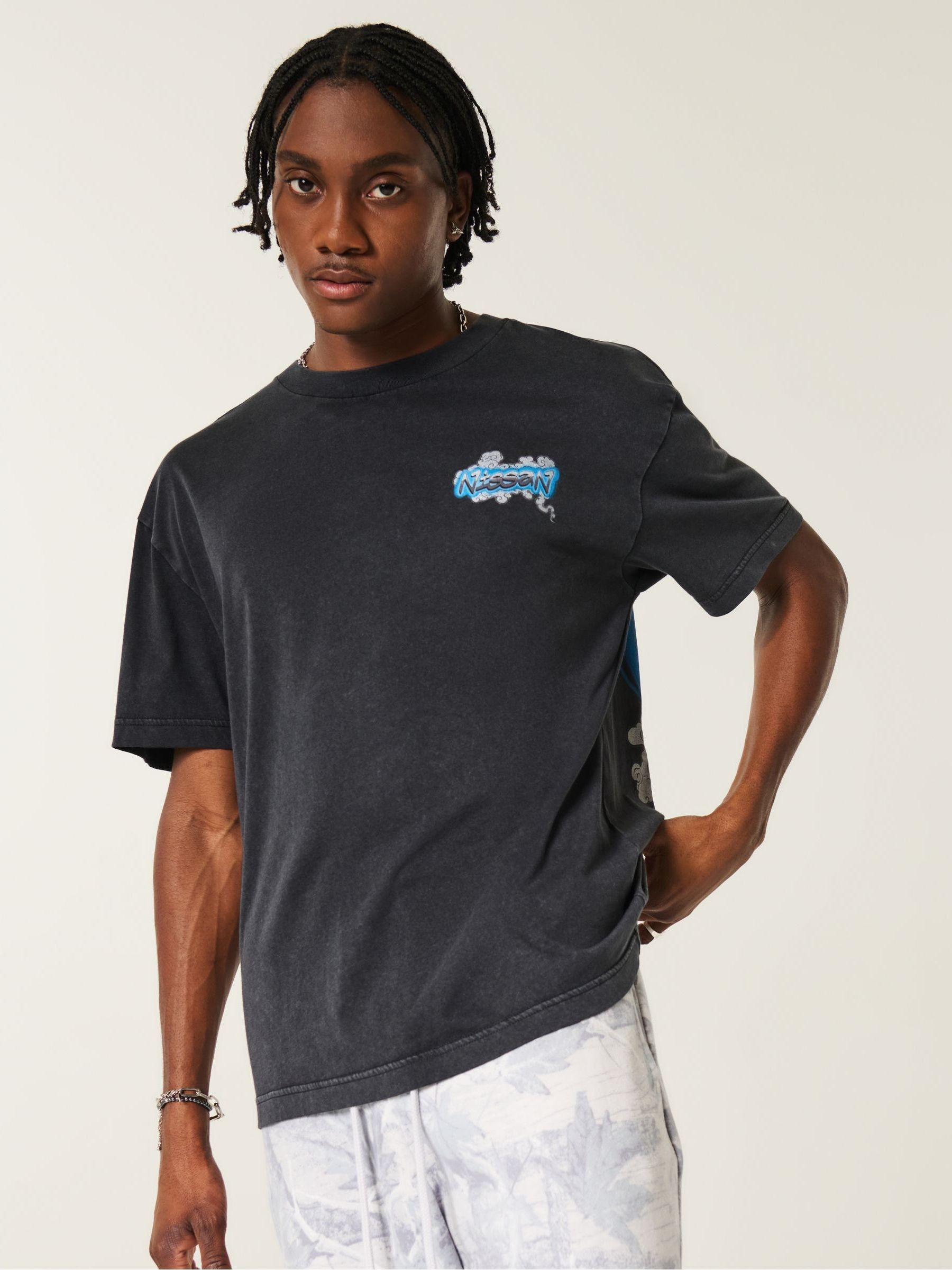 Buy Hollister Black F1 Nissan Backprint Graphic Crew Neck Short