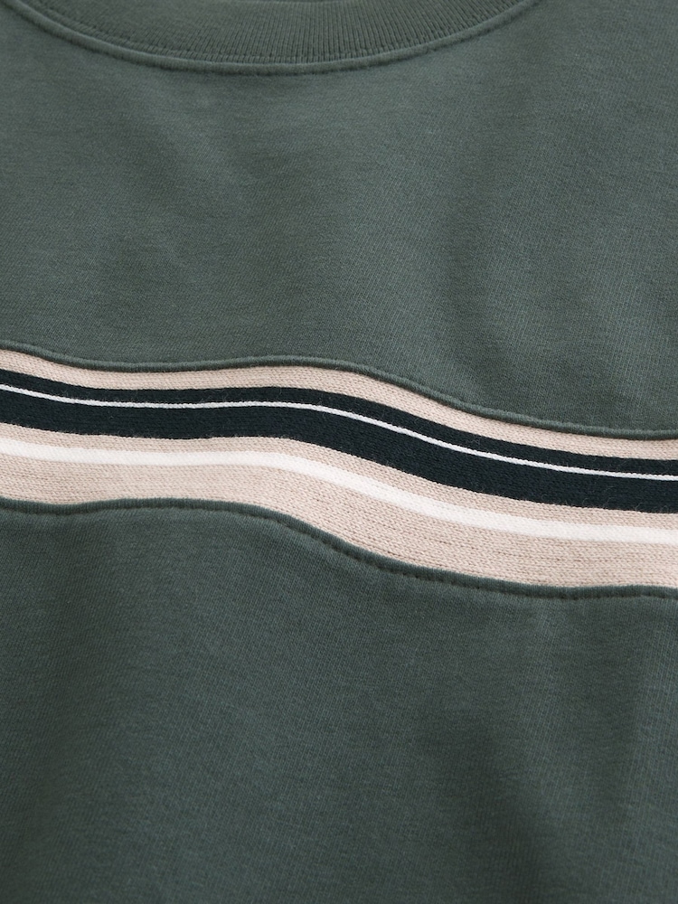 Hollister Green Boxy Heavyweight Striped Crew T-Shirt - Image 2 of 2