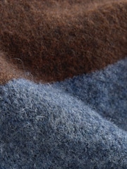 Albastru/Maro - Pulover confortabil cu Crew Neck și croială relaxată, din wool - Imaginea 7 din 8