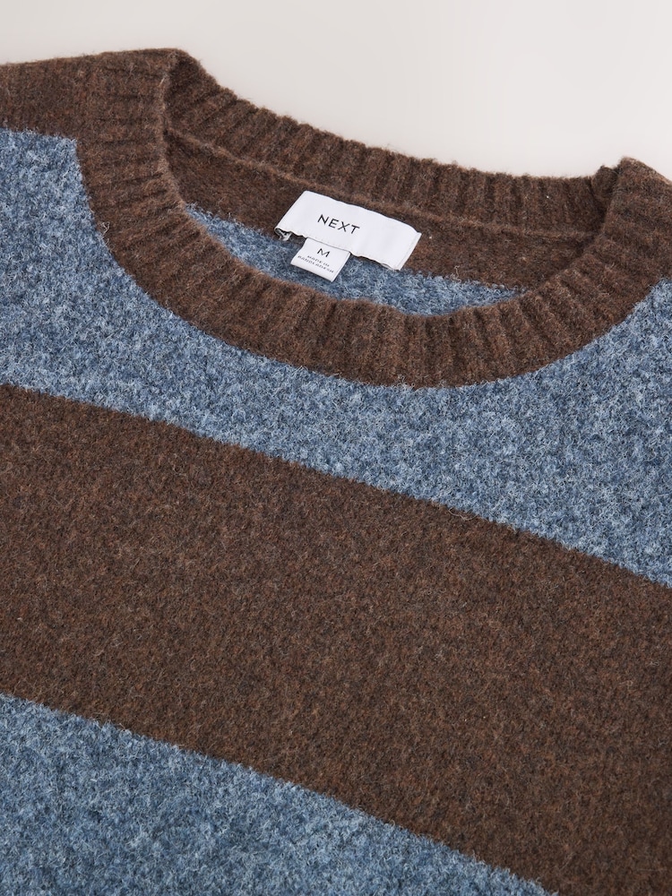 Albastru/Maro - Pulover confortabil cu Crew Neck și croială relaxată, din wool - Imaginea 8 din 8 Albastru/Maro - Pulover confortabil cu Crew Neck și croială relaxată, din wool - Imaginea 8 din 8