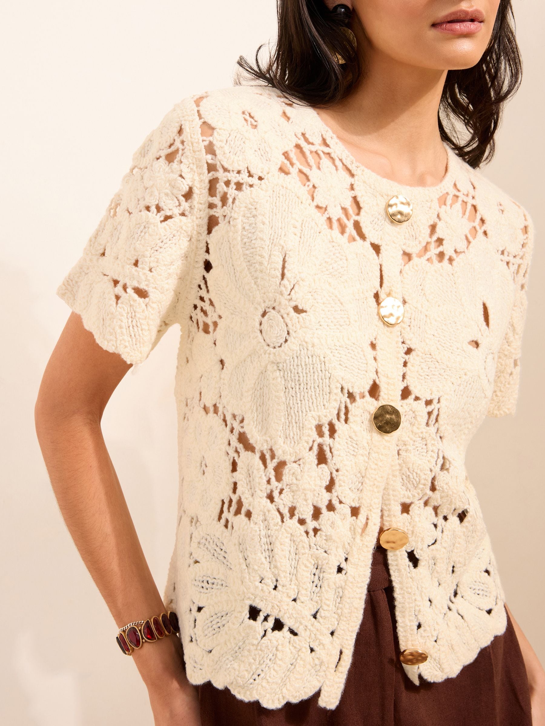 Buy Friends Like These Ivory Crochet Cardigan from Next USA