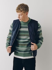 Green Stripe Cosy Crew Neck Jumper with Wool - Image 5 of 9