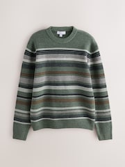 Green Stripe Cosy Crew Neck Jumper with Wool - Image 7 of 9