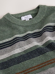 Green Stripe Cosy Crew Neck Jumper with Wool - Image 9 of 9