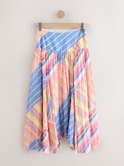 Blue/Pink/Yellow Stripe Textured Midi Skirt - Image 5 of 7