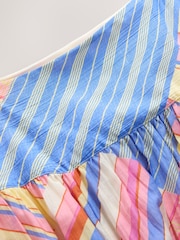 Blue/Pink/Yellow Stripe Textured Midi Skirt - Image 7 of 7