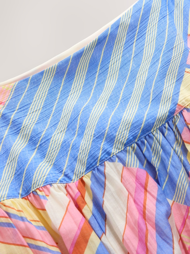 Blue/Pink/Yellow Stripe Textured Midi Skirt - Image 7 of 7 Blue/Pink/Yellow Stripe Textured Midi Skirt - Image 7 of 7