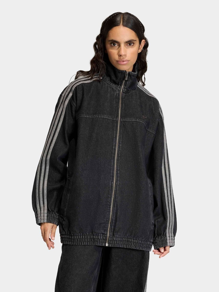 adidas Originals Black Firebird Adilenium Track Top Denim Jacket - Image 1 of 6 adidas Originals Black Firebird Adilenium Track Top Denim Jacket - Image 1 of 6