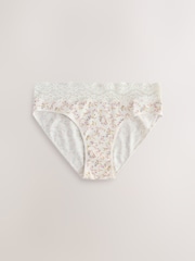 Ecru/Pink High Leg Cotton and Lace Knickers 4 Pack - Image 2 of 8