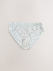 Ecru/Pink High Leg Cotton and Lace Knickers 4 Pack - Image 3 of 8