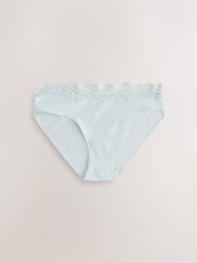 Ecru/Pink High Leg Cotton and Lace Knickers 4 Pack - Image 4 of 8