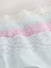 Ecru/Pink High Leg Cotton and Lace Knickers 4 Pack - Image 9 of 11