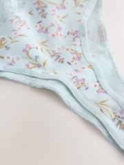 Ecru/Pink Thong Bikini Cotton and Lace Knickers 4 Pack - Image 10 of 11