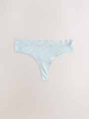Ecru/Pink Thong Bikini Cotton and Lace Knickers 4 Pack - Image 5 of 11