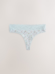 Ecru/Pink Thong Bikini Cotton and Lace Knickers 4 Pack - Image 7 of 11