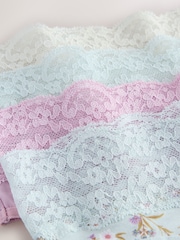 Ecru/Pink Thong Bikini Cotton and Lace Knickers 4 Pack - Image 9 of 11