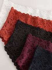 Chocolate Brown High Rise High Leg All Over Lace Knickers 5 Pack - Image 10 of 11