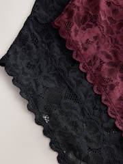 Chocolate Brown High Rise High Leg All Over Lace Knickers 5 Pack - Image 11 of 11