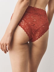 Chocolate Brown High Rise High Leg All Over Lace Knickers 5 Pack - Image 3 of 11