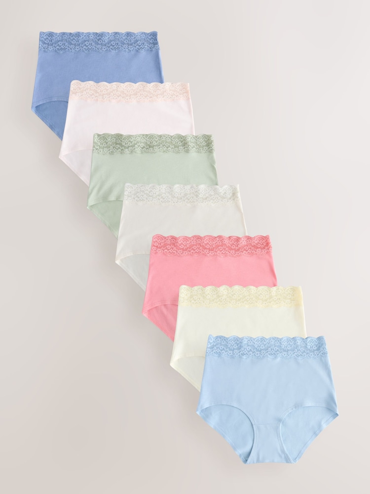 Pastels - Lot de 7 culottes en coton et dentelle - Image 1 sur 13 Pastels - Lot de 7 culottes en coton et dentelle - Image 1 sur 13