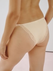 Blue/Praline Nude/Chocolate Brown Spot Tanga Microfibre Lace Trim Knickers 3 Pack - Image 4 of 11