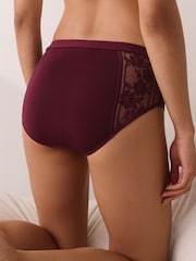 Plum Purple High Waist Modal & Lace Knickers 3 Pack - Image 4 of 9