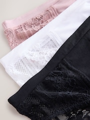 Black/White/Pink High Waist Modal & Lace Knickers 7 Pack - Image 12 of 13
