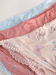 Rose/bleu/Crème papillon - Lot de 3 culottes bordées de dentelle en microfibre - Image 11 sur 11