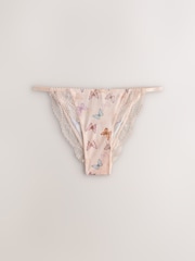 Rose/bleu/Crème papillon - Lot de 3 culottes bordées de dentelle en microfibre - Image 8 sur 11