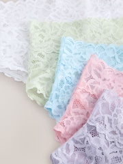 Pink/Blue High Rise High Leg All Over Lace Knickers 5 Pack - Image 10 of 11