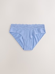 Blue/Yellow High Leg Cotton and Lace Knickers 7 Pack - Image 11 of 12